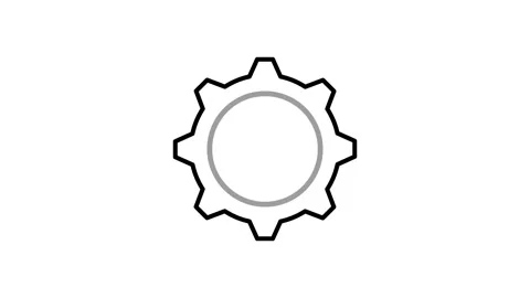 Gear wheel icon centered on a black background, symbolizing mechanics or se.. Stock Footage 333663259