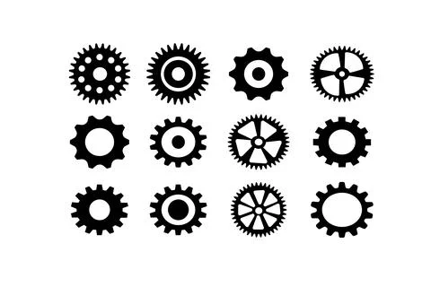 Gear wheel icon set. Simple Gear wheel collection. Stock Illustration
