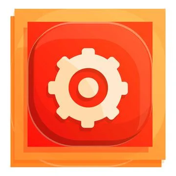 Gear wheel interface button icon, cartoon style 스톡 일러스트