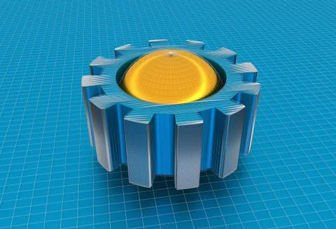 Gear wheel isometric model. Illustrazione stock