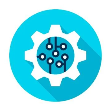 Gear Wheel Microchip Circle Icon Illustrazione stock