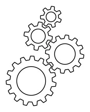 Gear wheel outline icon. Customisation of a gear wheel. Three gears isolate.. Stock Illustration