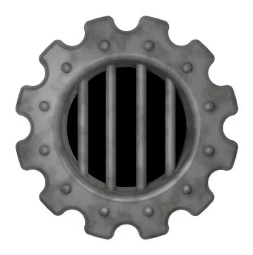 Gear wheel prison window - 3d rendering Stock-Illustration