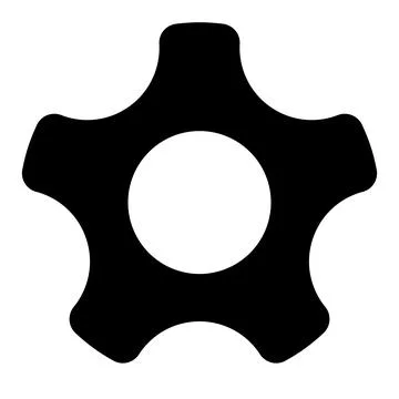 Gear wheel silhouette shape, settings icon symbol, black and white illustration Illustrazione stock