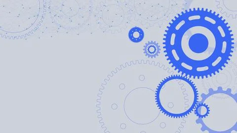 Gear wheel technology with copy space on gray background. Illustrazione stock