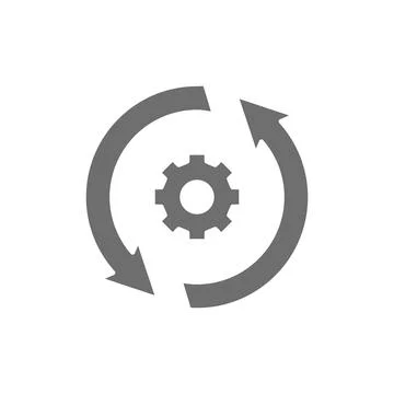 Gear wheel with two arrow, process, system update grey icon. 스톡 일러스트