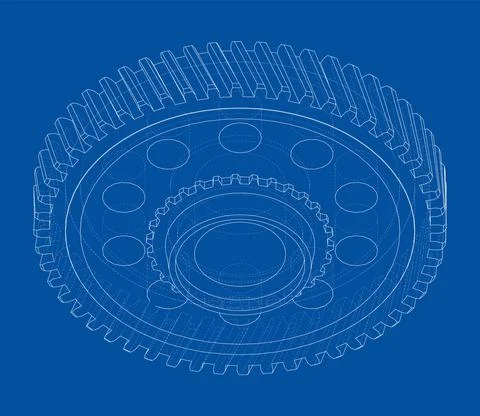Gear wheel. Vector rendering of 3d Stock Illustration