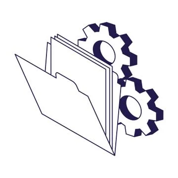 Gear wheels and document folder icon Illustrazione stock