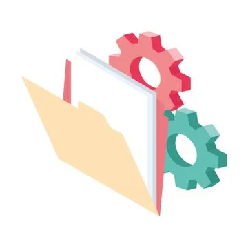 Gear wheels and document folder icon 스톡 일러스트