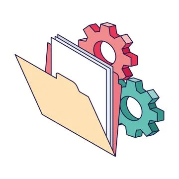 Gear wheels and document folder icon 스톡 일러스트
