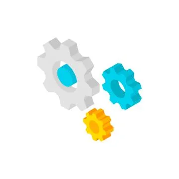 Gear Wheels Isometric Object Stock Illustration