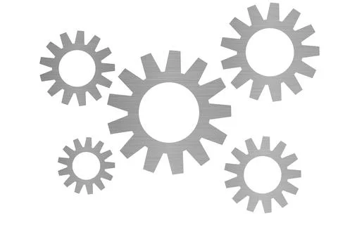 Gear wheels with metal structure on white background Stock Illustration