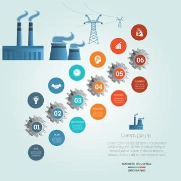 Gear wheels numbered 6 Stock Illustration