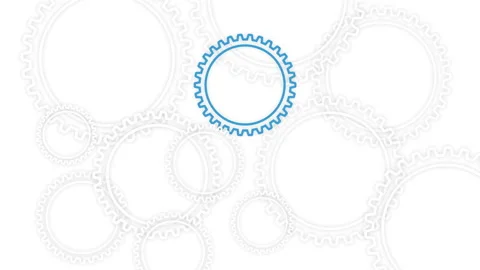 Gear wheels rotating on the white background. Loop 3D illustration Stock Footage 91104626