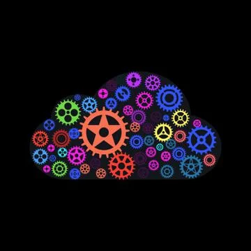 Gear wheels Vector flat illustration for technology or innovation. Creative m Illustrazione stock