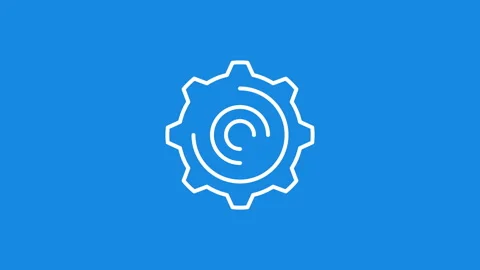 Gear white icon animation.Trim path animation.4K video.blue background. Stock Footage 144258945