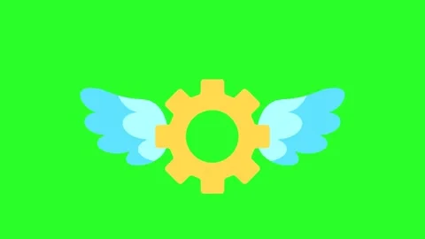 Gear with Wings Symbolizing Fast Development, Automation, and Progress Stock Footage 320084032