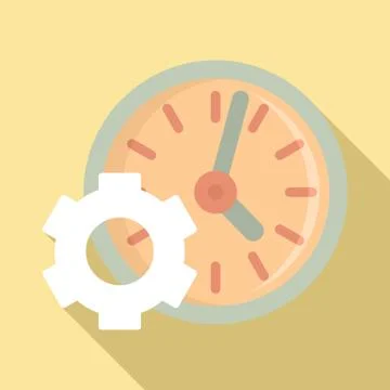 Gear work time icon, flat style Stock Illustration