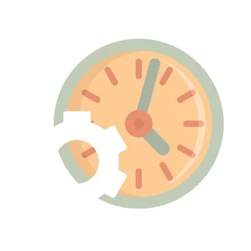 Gear work time icon flat isolated vector Illustrazione stock