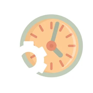Gear work time icon flat isolated Stock Illustration