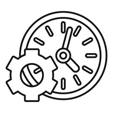 Gear work time icon, outline style Stock Illustration