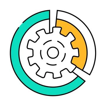 Gear working process erp icon color illustration 스톡 일러스트