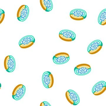 Gear working process erp isometric icon seamless pattern Stock Illustration