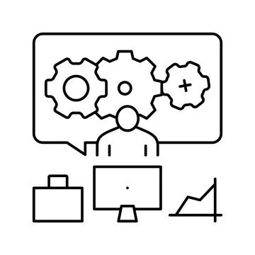 Gear working process line icon vector illustration Stock Illustration
