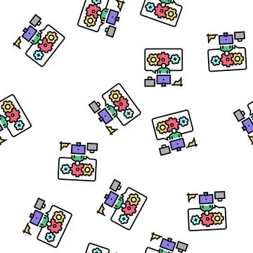 Gear working process vector seamless pattern Illustrazione stock