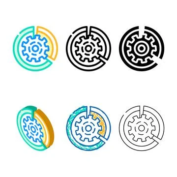 Gear working simplified process erp color icon vector Stock Illustration