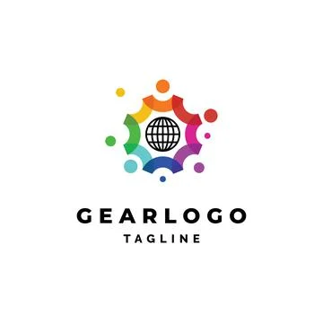 Gear world logo design Stock Illustration