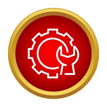 Gear wrench icon representing technical support and settings Illustrazione stock