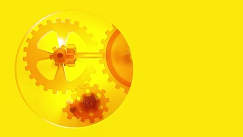 Gear yellow translucent. Animation seamless loop and Space for banner and logo. 스톡 동영상 199734213