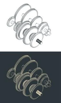 Gearbox drawing Stock Illustration