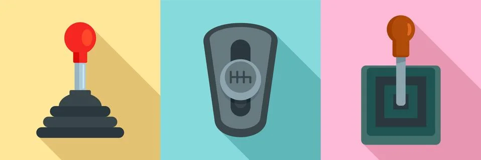 Gearbox icon set, flat style イラスト素材