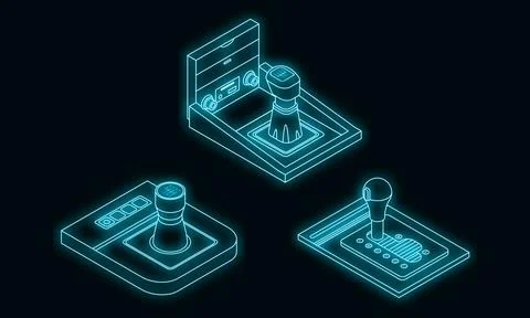 Gearbox icons set vector neon Stock Illustration