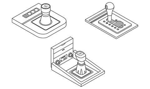 Gearbox icons set vector outine Stock Illustration