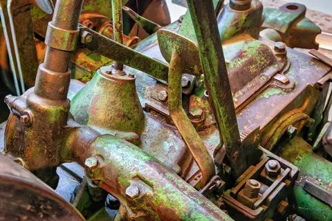 Gearbox of an old tractor Stock Photos