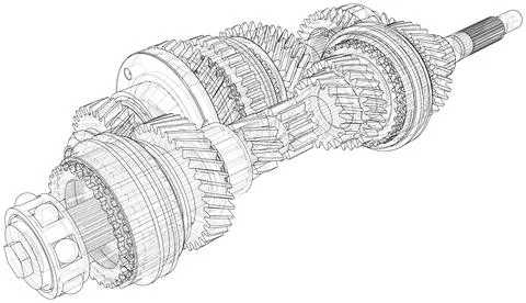 Gearbox sketch 스톡 일러스트