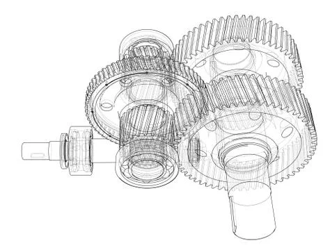Gearbox sketch. Vector Stock Illustration