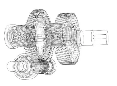 Gearbox sketch. Vector Illustrazione stock