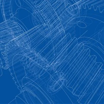 Gearbox sketch. Vector Illustrazione stock