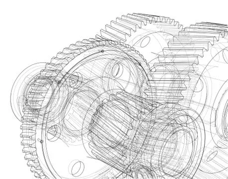 Gearbox sketch. Vector 스톡 일러스트