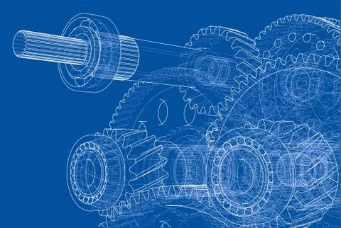 Gearbox sketch. Vector Illustrazione stock