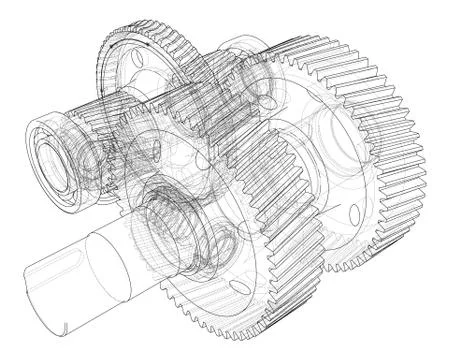 Gearbox sketch. Vector 库存插图