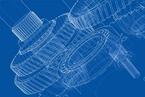 Gearbox sketch. Vector Stock Illustration