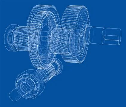 Gearbox sketch. Vector 库存插图