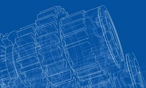 Gearbox sketch. Vector Illustrazione stock