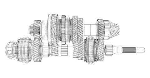 Gearbox sketch. Vector Illustrazione stock