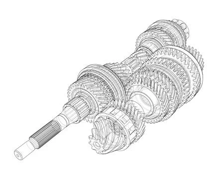 Gearbox sketch. Vector Stock Illustration